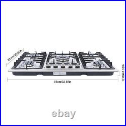 5 Burners Stove Top Built-In Gas Propane Cooktop Cooking 23/34 Stainless Steel