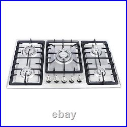 5 Burners Stove Top Built-In Gas Propane Cooktop Cooking 23/34 Stainless Steel