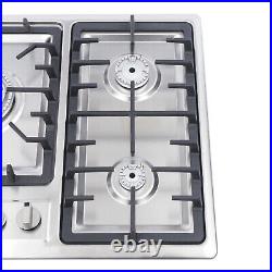 5 Burners Stove Top Built-In Gas Propane Cooktop Cooking 23/34 Stainless Steel