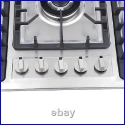 5 Burners Stove Top Built-In Gas Propane Cooktop Cooking 23/34 Stainless Steel