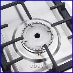 5 Burners Stove Top Built-In Gas Propane Cooktop Cooking 23/34 Stainless Steel