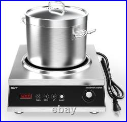5000W Commercial Induction Cooktop 220V, LCD Touch, 16 Power Levels, 4H Timer