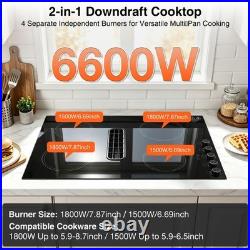 6600W Downdraft Electric Induction Cooktop, 4 Burner Stove Top, 220V Wired 30