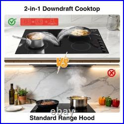 6600W Downdraft Electric Induction Cooktop, 4 Burner Stove Top, 220V Wired 30