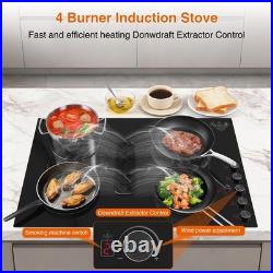 6600W Downdraft Electric Induction Cooktop, 4 Burner Stove Top, 220V Wired 30
