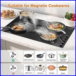 6600W Downdraft Electric Induction Cooktop, 4 Burner Stove Top, 220V Wired 30