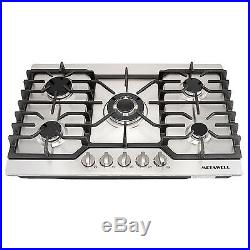 7%Off, Brand New, 30 Stainless Steel 5 Burners Built-in Cooktop Stove LPG NG Gas