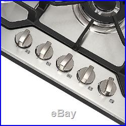 7%Off, Brand New, 30 Stainless Steel 5 Burners Built-in Cooktop Stove LPG NG Gas