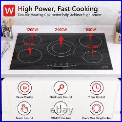 8200W 30 Built-in Electric Ceramic Cooktop 5 Burners Glass Stove Touch Control