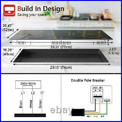 8200W 30 Built-in Electric Ceramic Cooktop 5 Burners Glass Stove Touch Control