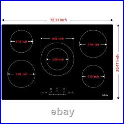 8200W 30 Built-in Electric Ceramic Cooktop 5 Burners Glass Stove Touch Control