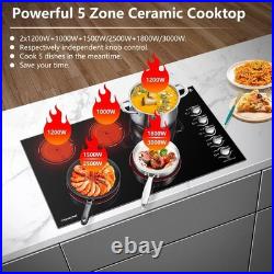 AMZCHEF 36 5-Burner Electric Cooktop 8900W Built-In Stove Top Knob Control AMZCHEF 36 5-Burner Electric Cooktop 8900W Built-In Stove Top Knob Control