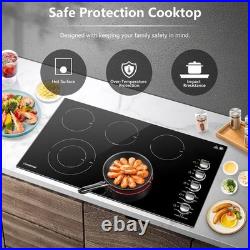 AMZCHEF 36 5-Burner Electric Cooktop 8900W Built-In Stove Top Knob Control AMZCHEF 36 5-Burner Electric Cooktop 8900W Built-In Stove Top Knob Control