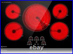 AMZCHEF 36 Inch Electric Cooktop 5 Burners, 9000W Built-In 220 240V