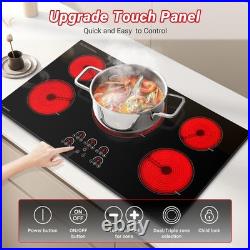 AMZCHEF 36 Inch Electric Cooktop 5 Burners, 9000W Built-In 220 240V
