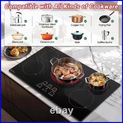 AMZCHEF 36 Inch Electric Cooktop 5 Burners, 9000W Built-In 220 240V