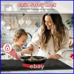 AMZCHEF 36 Inch Electric Cooktop 5 Burners, 9000W Built-In 220 240V