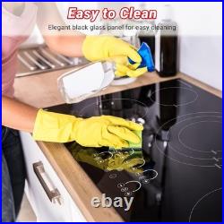 AMZCHEF 36 Inch Electric Cooktop 5 Burners, 9000W Built-In 220 240V