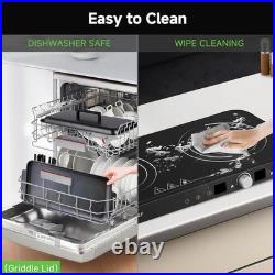 AMZCHEF Double Induction Cooktop 1800W Portable Stove with Griddle Pan, 9 Levels