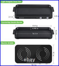 AMZCHEF Double Induction Cooktop 1800W Portable Stove with Griddle Pan, 9 Levels