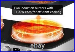 AMZCHEF Double Induction Cooktop with Removable Griddle Pan Non-Stick, 1800W