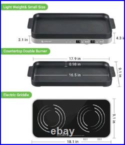 AMZCHEF Double Induction Cooktop with Removable Griddle Pan Non-Stick, 1800W