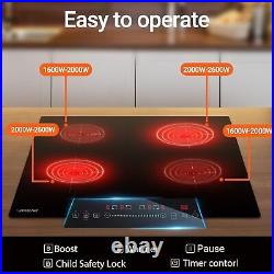 AMZCHEF Electric Cooktop 30 Inch with 4 BOOST Burners Bulid-in Induction Co