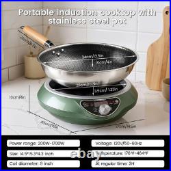 Abangdun 1700W 100V~185V Induction Cooktop Wok With Pan Electric Stove Burner