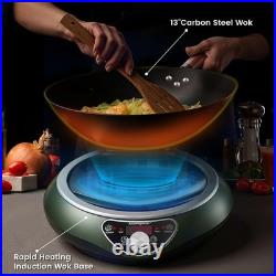 Abangdun 1700W Induction Cooktop With Wok Pan 1.97Deep Concave Electric Burner