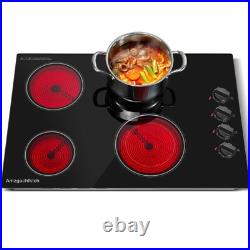Amzgachfktch 30'' Electric Cooktop Drop in Ceramic Glass Stove knob control