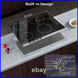Amzgachfktch 30'' Electric Cooktop Drop in Ceramic Glass Stove knob control