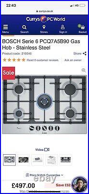 BOSCH Serie 6 PCQ7A5B90 Gas Hob £497 Stainless Steel