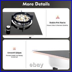 Black 2 Burner Kitchen Gas Cooktop Stove Top Built-in Natural Gas Cooker 730mm