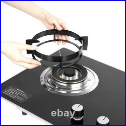Black 2 Burner Kitchen Gas Cooktop Stove Top Built-in Natural Gas Cooker 730mm
