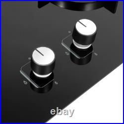 Black 2 Burner Kitchen Gas Cooktop Stove Top Built-in Natural Gas Cooker 730mm