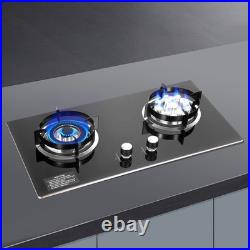 Black 2 Burner Kitchen Gas Cooktop Stove Top Built-in Natural Gas Cooker 730mm