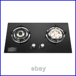 Black 2 Burner Kitchen Gas Cooktop Stove Top Built-in Natural Gas Cooker 730mm