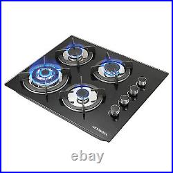 Black 24 30 35 4/5 Burners Built-In Stove NG/LPG Gas Cooktops Tempered Glass