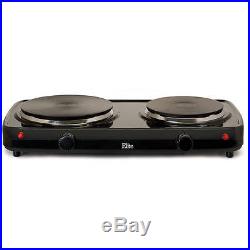 Black Electric Stove Top High Powered 2 Burners Cooktop Range Oven Hot Plate 7