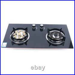 Black Portable Natural Gas Cooktop Built-in Gas Stove Double Stove Top 2 Burners