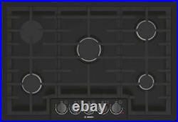 Bosch 800 Series 30 5 Burners Red LED Black Stainless Gas Cooktop NGM8046UC IM