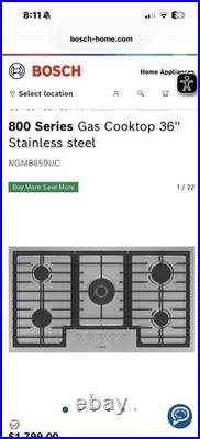 Bosch 800 Series NGM8655UC 36 Inch Stainless Steel Gas Burner Cooktop