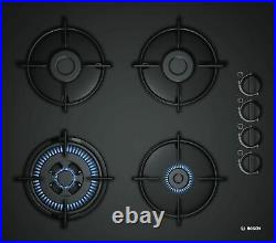 Bosch Gas Hob Black 60cm Autark Glass 4 Lamps Gas Cooktop POH6B6B10 Wok