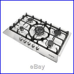 Brand New 30 Stainless Steel 5 Burner Built-In Stoves NG LPG Gas Cooktop Cooker