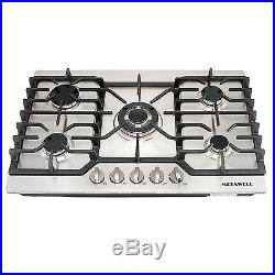 Branded 30COOKTOP Steel Built-in 5 Burners Stove LPG/NG Gas Hob Cooktop-US SHIP