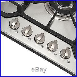 Branded 30COOKTOP Steel Built-in 5 Burners Stove LPG/NG Gas Hob Cooktop-US SHIP