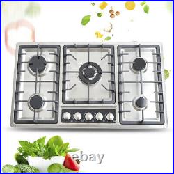 Built-In 5 Burners Stove Top Gas Cooktop Kitchen Gas Cooking Easy Clean 33.8