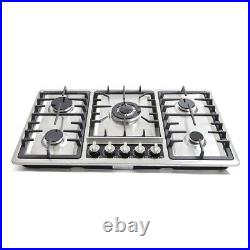 Built-In 5 Burners Stove Top NG LPG Gas Cooktop Kitchen Cooking Easy Clean 34