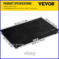 Built In Electric Stove Top 30 Inch 4 Burners 240V Ceramic Glass Radiant Cooktop