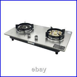 Built-In Gas Cooker Stainless Steel Gas Cooktops 2 Flame Left 4.5KW+ 5.2KW Right